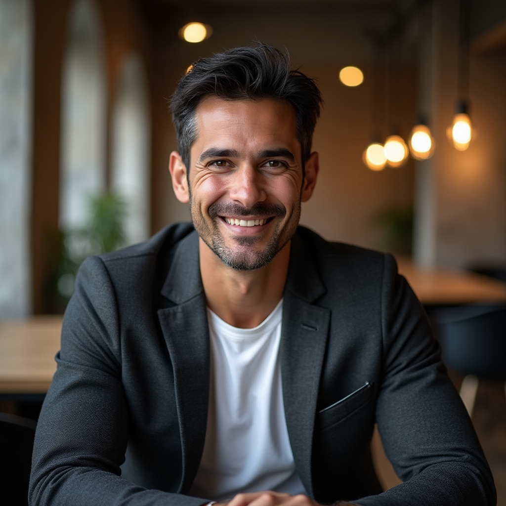 Consultor sênior de liderança em ambiente de escritório moderno