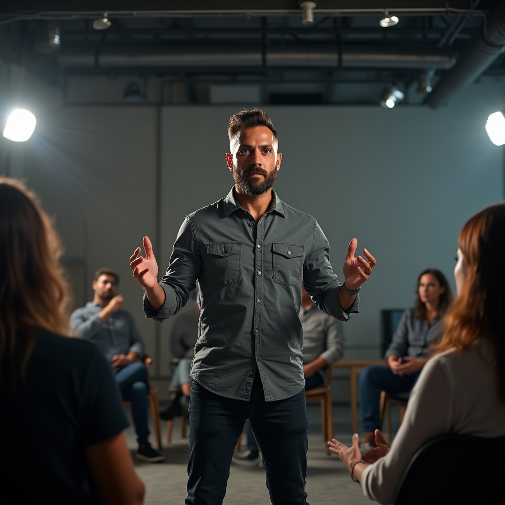 Facilitador de desenvolvimento de equipes em sessão de treinamento
